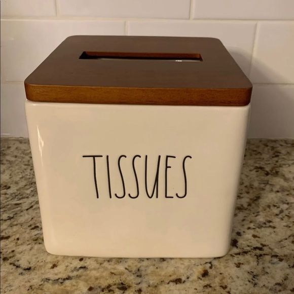 Rae Dunn Accessories - Rae Dunn tissue box (wood & ceramic)